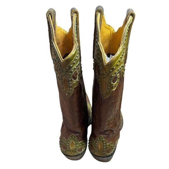Old Gringo Brown & Green Studed Boots Women Size 6.5B - Picture 6 of 13